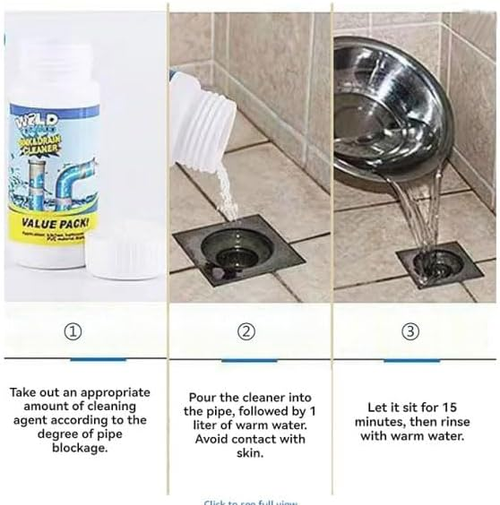 Sink and Drain Cleaner, Powerful Pipe Dredge Sink Cleaner Powder, Fast Foaming Drain Cleaner Pipeline Dredging Agent for Kitchen Toilet Pipeline Quick Cleaning