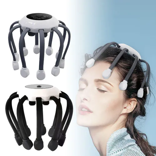Octopus Claw Electric Head Massager with 8 Claws USB Rechargeable for Scalp Stress Relief Head Fatigue Improve Sleep