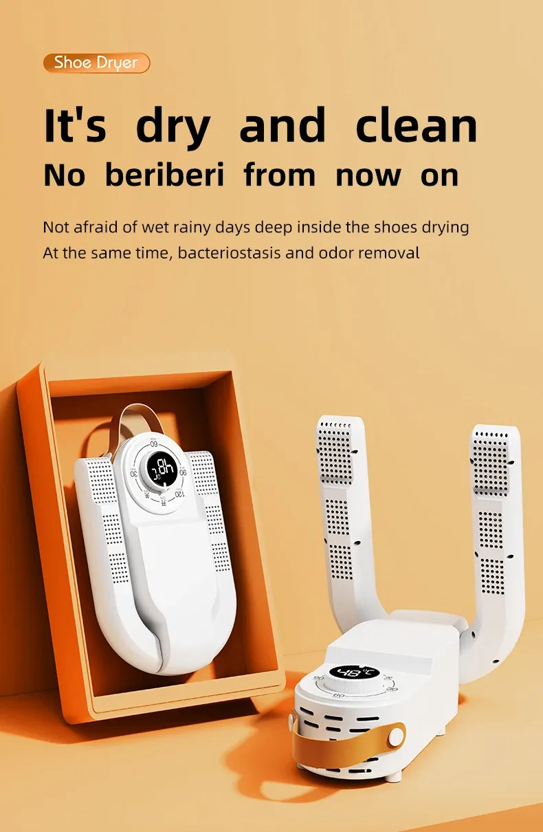 Home folding shoe dryer with timer - Smart touchscreen automatic hot air deodorizing dryer