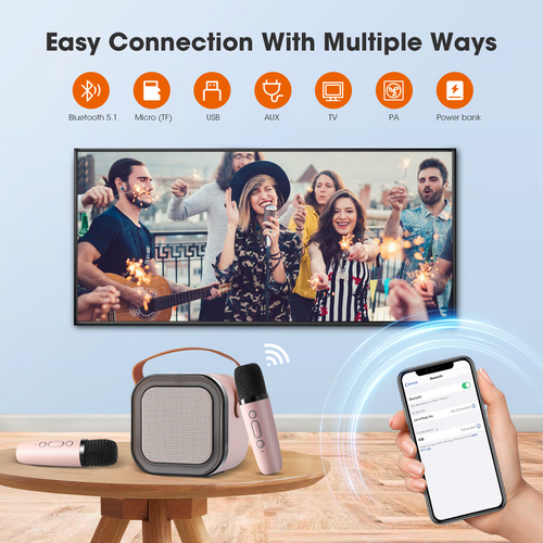 🎵Mini Karaoke Machine for Kids with Wireless Microphones