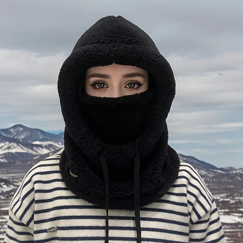 New windproof design plush hooded hat, a cold-weather cycling mask and hat for autumn and winter.（ Delivery in 3 days