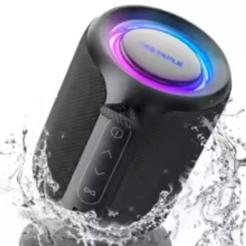 Deeyaple P1S Black Mini Portable Bluetooth Speaker 15W IPX7 Waterproof Bass Boost TWS Dual Pairing BT5.3 Outdoor Speaker