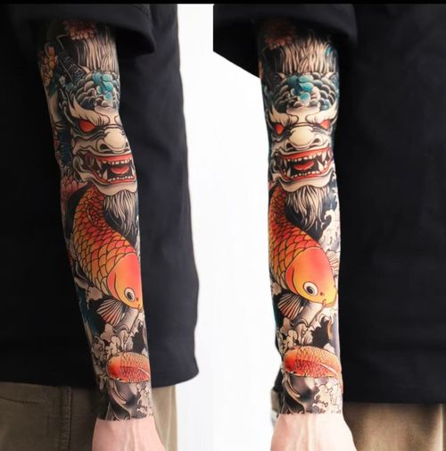 A pair of summer outdoor cycling flower arm tattoo sleeves, sports tourism, fishing, sun protection, tattoo sleeves, arm guards