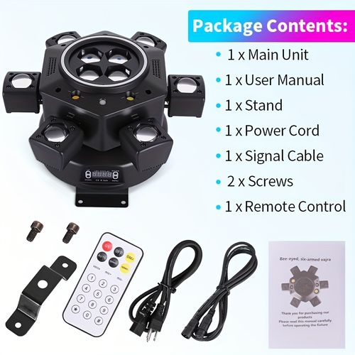 Six-Armed Bee-Eye Laser Light, Multicolored Rotating Ambience Light