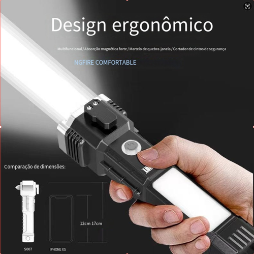 Lanterna Multifuncional Veicular LONGFIRE | Design Ergonômico e Segurança Total