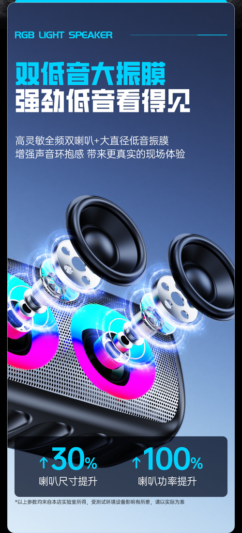 Compact Speaker System Featuring A Subwoofer - Wireless-Enabled Stereo Speaker with Colorful Lights, TWS Capability, And Support for USB And TF Cards, Perfect for Outdoor Activities.