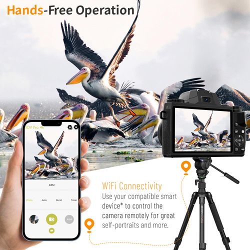 Saneen 4K Vlogging Camera | 64MP Touchscreen WiFi Camera with Dual Lens, Flash, 32GB Card & 3000mAh Battery – Perfect for Beginners