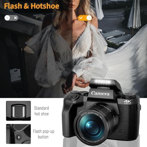 Saneen 4K Vlogging Camera | 64MP Touchscreen WiFi Camera with Dual Lens, Flash, 32GB Card & 3000mAh Battery – Perfect for Beginners