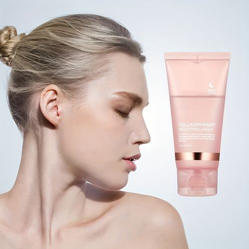 Collagen Night Wrapping Mask Peel-Off Overnight Face Mask - Deeply Hydrating & Firming for Glowing Skin, 2.54 Fl.oz with Mask Applicator