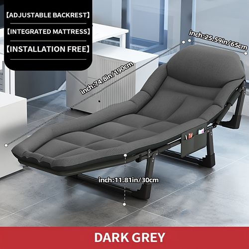 1pc Ergonomic Folding Recliner Chair with Memory Foam Padding, Aluminum Alloy Frame, Lumbar Support, Manual Handle Operation, Compact for Office Naps & Outdoor Use, Easy Clean Surface - Ideal for Hiking & Camping