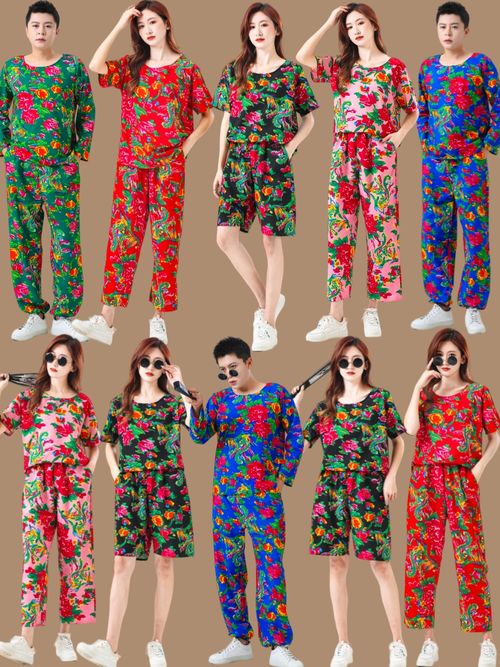 Chinese fashionable style--Northeast large flower cloth clothes men and women