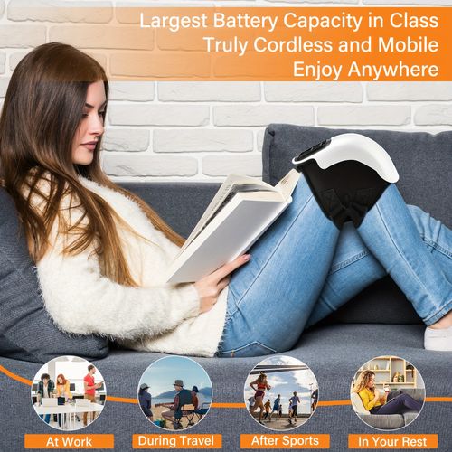 Large Cordless Knee Massager with Heat, Vibration, and Adjustable Temperature, Portable with LED Screen, Perfect Gift for Parents and Family