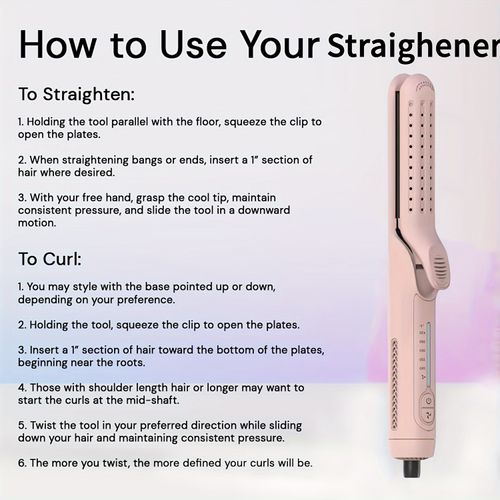 This 2-in-1 curling iron can curl and straighten hair, suitable for both long and short hair.