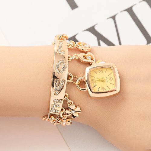 Luxury Heart Love Style Crystal Bracelet Watch for Women