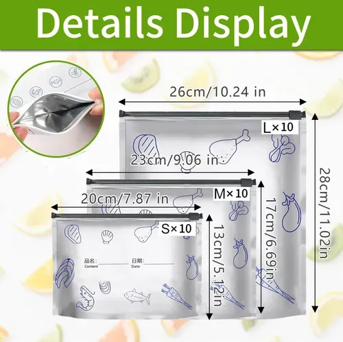 🔥HOT SALE🔥 COD! ✨Reusable Aluminum Foil Sealed Storage Bags🌱 (Buy 1 Get 10!) Reusable Ziplock Bags