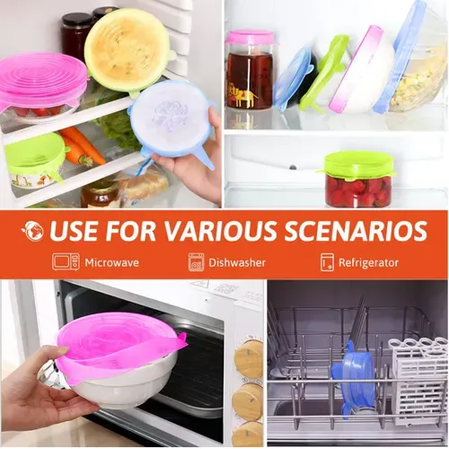 🔥HOT SALE🔥 COD!Silicone Cover Stretch Lids Reusable Airtight Food Wrap Covers 6 piece set | SILICONE COVER LID