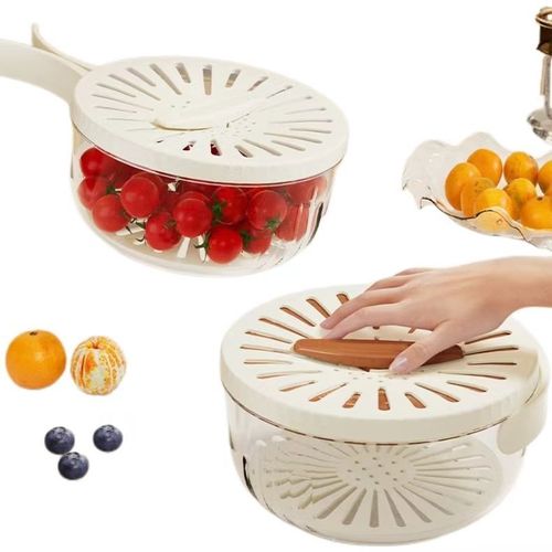 Multifunctional Folding Drain Basket With Handle Double-Layer Dish Washing Basin Household Kitchen Fruit Colander Strainer