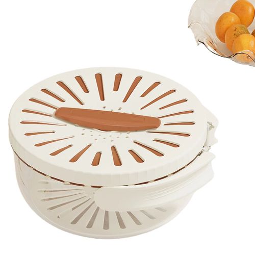 Multifunctional Folding Drain Basket With Handle Double-Layer Dish Washing Basin Household Kitchen Fruit Colander Strainer