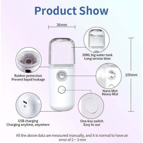 Best Gift Portable Rechargeable Electric Nano Mist Sprayer Continuous Fine Mini Steamer for Car and Facial Mist Application