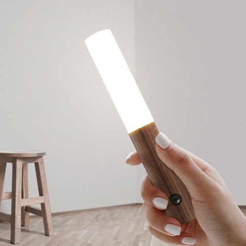 Smart Home LED Wall Lamp Wooden Night Light With Intelligent Body Sensor Rechargeable Indoor Cabinet Lamp for Home Decor