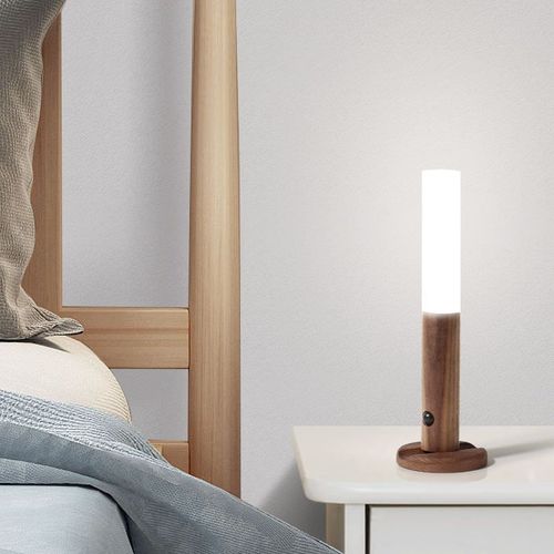 Smart Home LED Wall Lamp Wooden Night Light With Intelligent Body Sensor Rechargeable Indoor Cabinet Lamp for Home Decor
