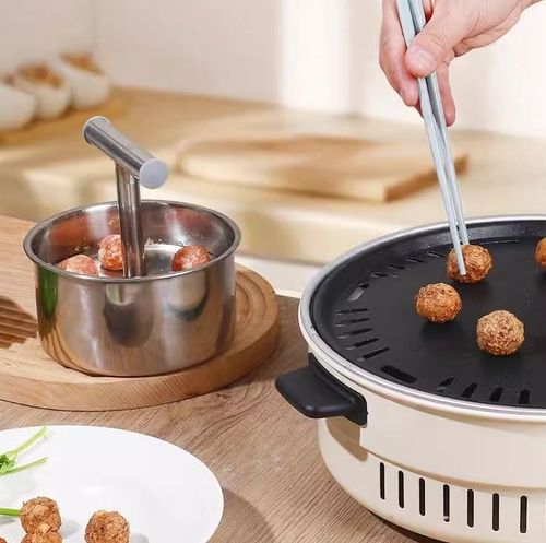 Stainless Steel Meatball Maker and Rice Ball Mold Meatball Maker With Container 5-Slot Manual Meatball Press