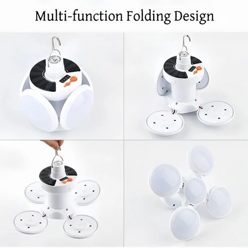 Portable Solar Lantern for Camping USB Rechargeable Outdoor Lantern for Tent Foldable LED Football Lamp Bulb With Hanging Hook