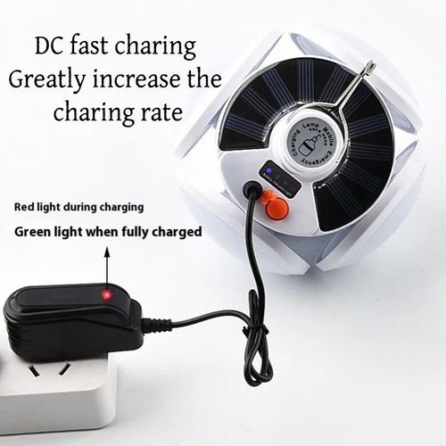 Portable Solar Lantern for Camping USB Rechargeable Outdoor Lantern for Tent Foldable LED Football Lamp Bulb With Hanging Hook