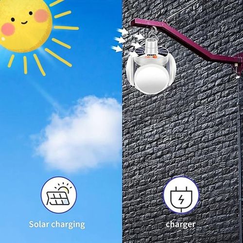 Portable Solar Lantern for Camping USB Rechargeable Outdoor Lantern for Tent Foldable LED Football Lamp Bulb With Hanging Hook