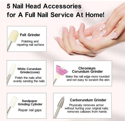 5 in 1 Electric Manicure Machine Nail Drill Mill for Manicure Grooming Kit Polisher Remover