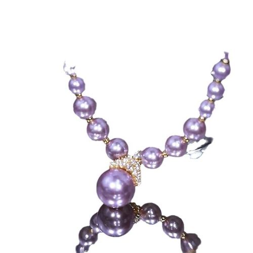 Purple Crown Imitation Pearl Necklace Senior Sense Autumn and Winter New Purple Gas East Clavicle Chain Pearl Necklace