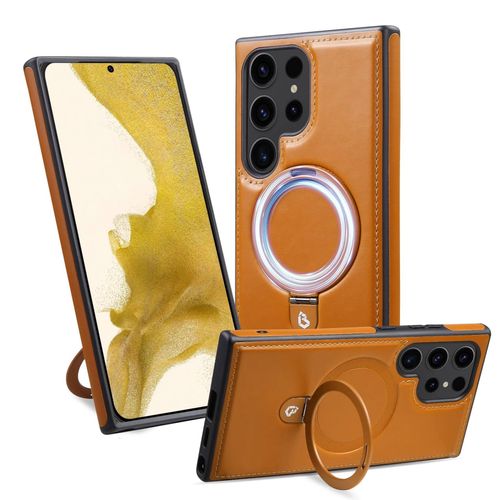 Luxury PU Leather Holder Magnetic Phone Case for Samsung Galaxy S25 S24 S23 S22 Ultra Plus Wireless Charging Cases 1342 sales