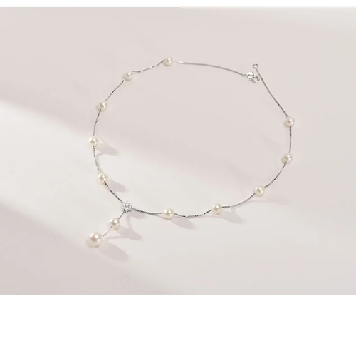 New Hot Copper Pearl Snowflake Pendant Necklace Simple and Elegant Fashion Accessory