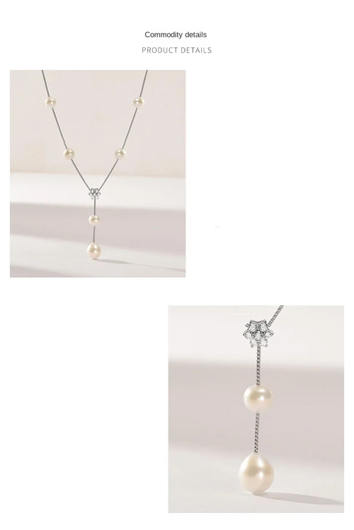 New Hot Copper Pearl Snowflake Pendant Necklace Simple and Elegant Fashion Accessory