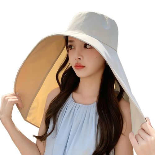 Full face sun protection, large brim shawl, sun hat, women's neck protection, integrated UV protection, face covering, fisherman's hat, exposed ponytail