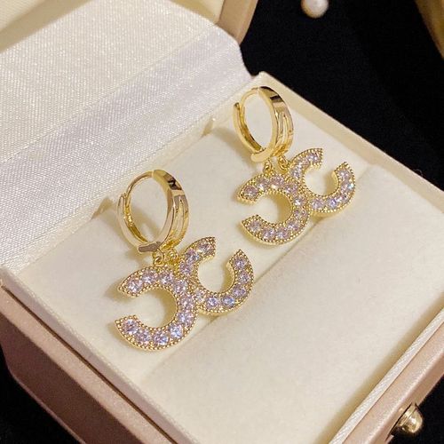 Name-brand letter logo jewelry CC design fashion exaggerated large hoop earrings