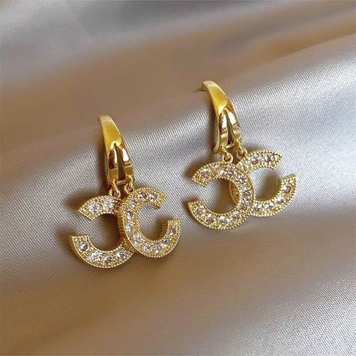 Name-brand letter logo jewelry CC design fashion exaggerated large hoop earrings