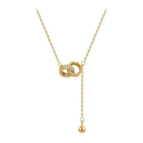 Full of diamonds, double interlocking tassel necklaces, women's light luxury, niche design, clavicle chains, delicate and versatile, high-end necklaces