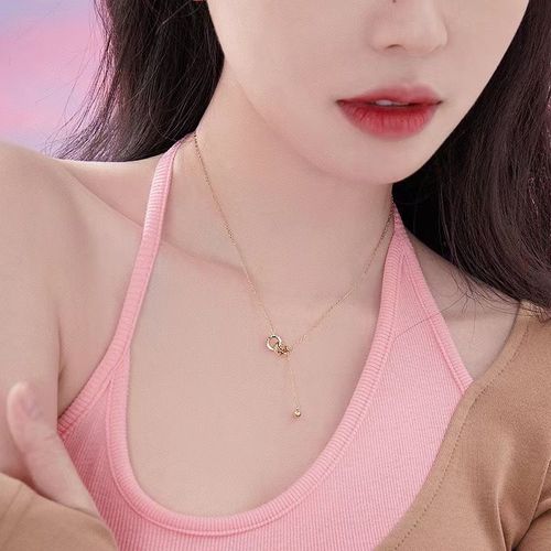 Full of diamonds, double interlocking tassel necklaces, women's light luxury, niche design, clavicle chains, delicate and versatile, high-end necklaces