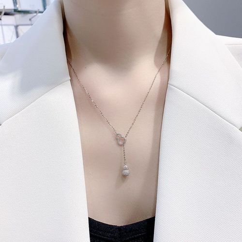 Fu Lu Shuang Quan Double Gourd Necklace Female ins Light Luxury High-end Temperament Tassel Clavicle Necklace