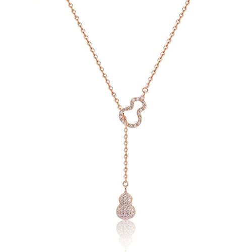 Fu Lu Shuang Quan Double Gourd Necklace Female ins Light Luxury High-end Temperament Tassel Clavicle Necklace