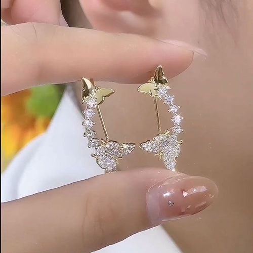 Niche design, exquisite and gentle, versatile Zircon butterfly ear stud earrings, unique and high-end, fashionable ear stud earrings for women