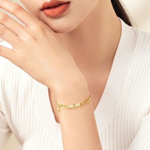 Bamboo Charm Pendant Women's Bracelet Adjustable Simple Bamboo Leaf Charm Pendant Premium Bracelet