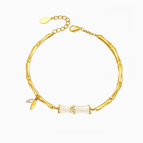 Bamboo Charm Pendant Women's Bracelet Adjustable Simple Bamboo Leaf Charm Pendant Premium Bracelet