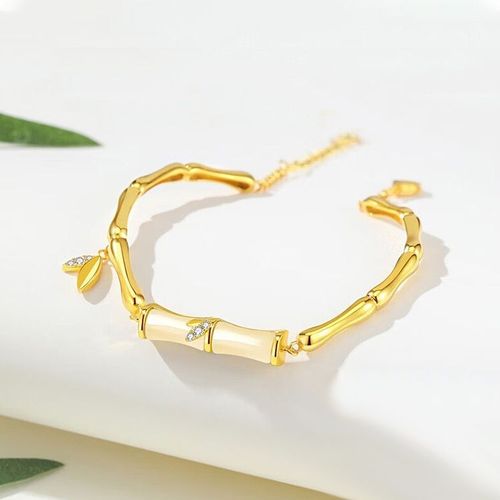 Bamboo Charm Pendant Women's Bracelet Adjustable Simple Bamboo Leaf Charm Pendant Premium Bracelet