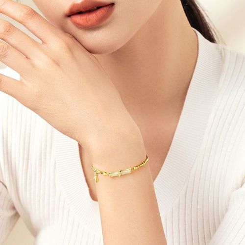 Bamboo Charm Pendant Women's Bracelet Adjustable Simple Bamboo Leaf Charm Pendant Premium Bracelet