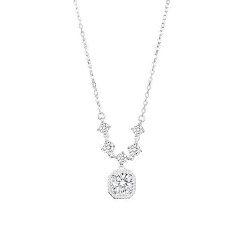 Diamond-encrusted small sugar cube necklace women's light luxury niche design high-end tassel clavicle chain delicate and versatile temperament necklace