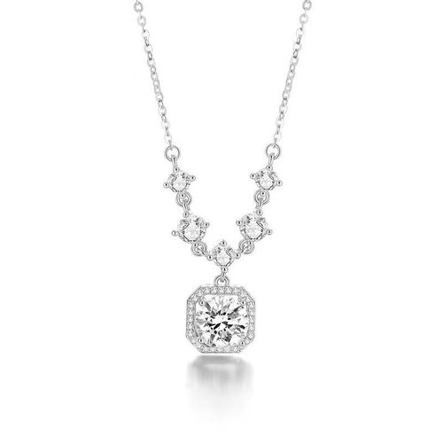 Diamond-encrusted small sugar cube necklace women's light luxury niche design high-end tassel clavicle chain delicate and versatile temperament necklace