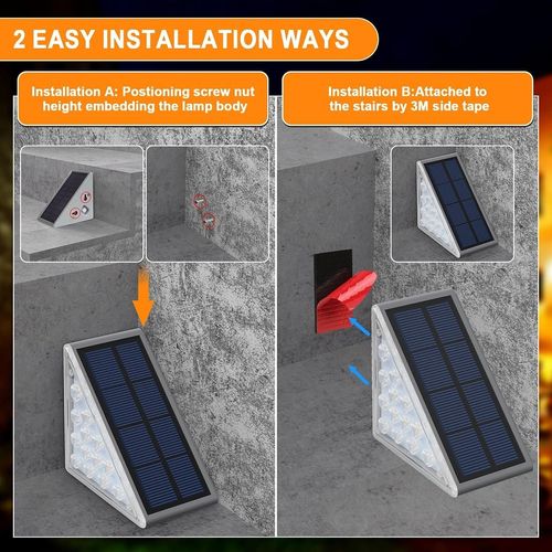 Outdoor LED Stair Lights Solar Step Lamps Waterproof Garden Patio Yard Porch Front Door Warm White