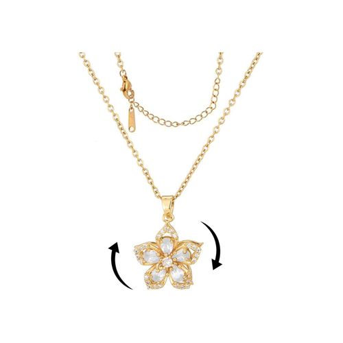 Ladies' flower necklace, exquisite rotating crystal flower pendant necklace, adjustable rotating necklace, Bauhinia flower necklace, fun summer jewelry